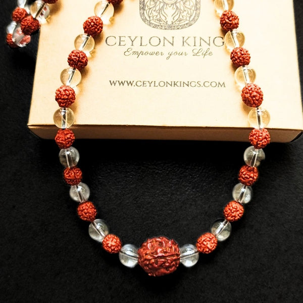 108 bead Original Rudraksha & Padigam (Clear Quartz) Power Mala-Use as a Bracelet or Mala