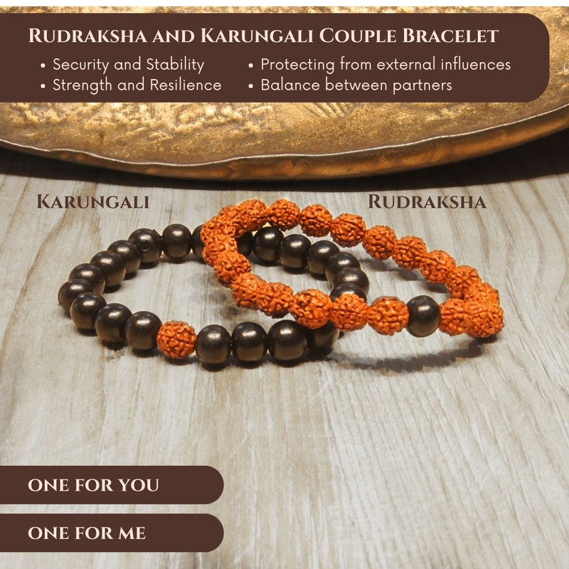 Rudraksha and Karungali Couple Bracelet