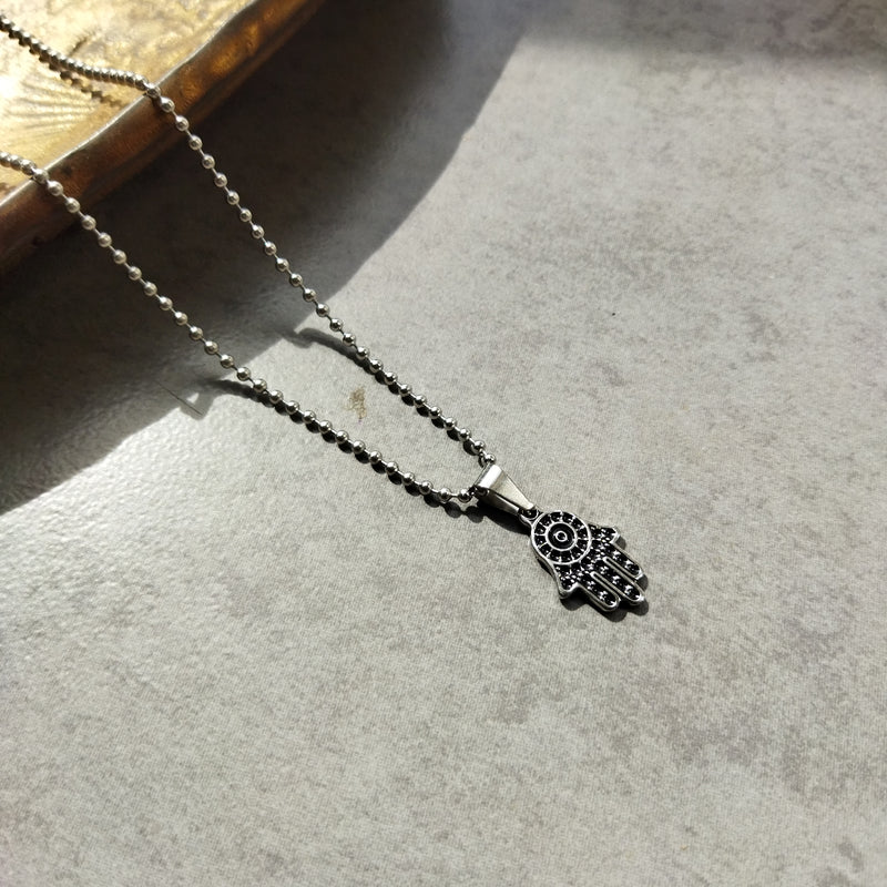 Stainless Steel Pure Serenity Necklace (Hamsa Type_2)