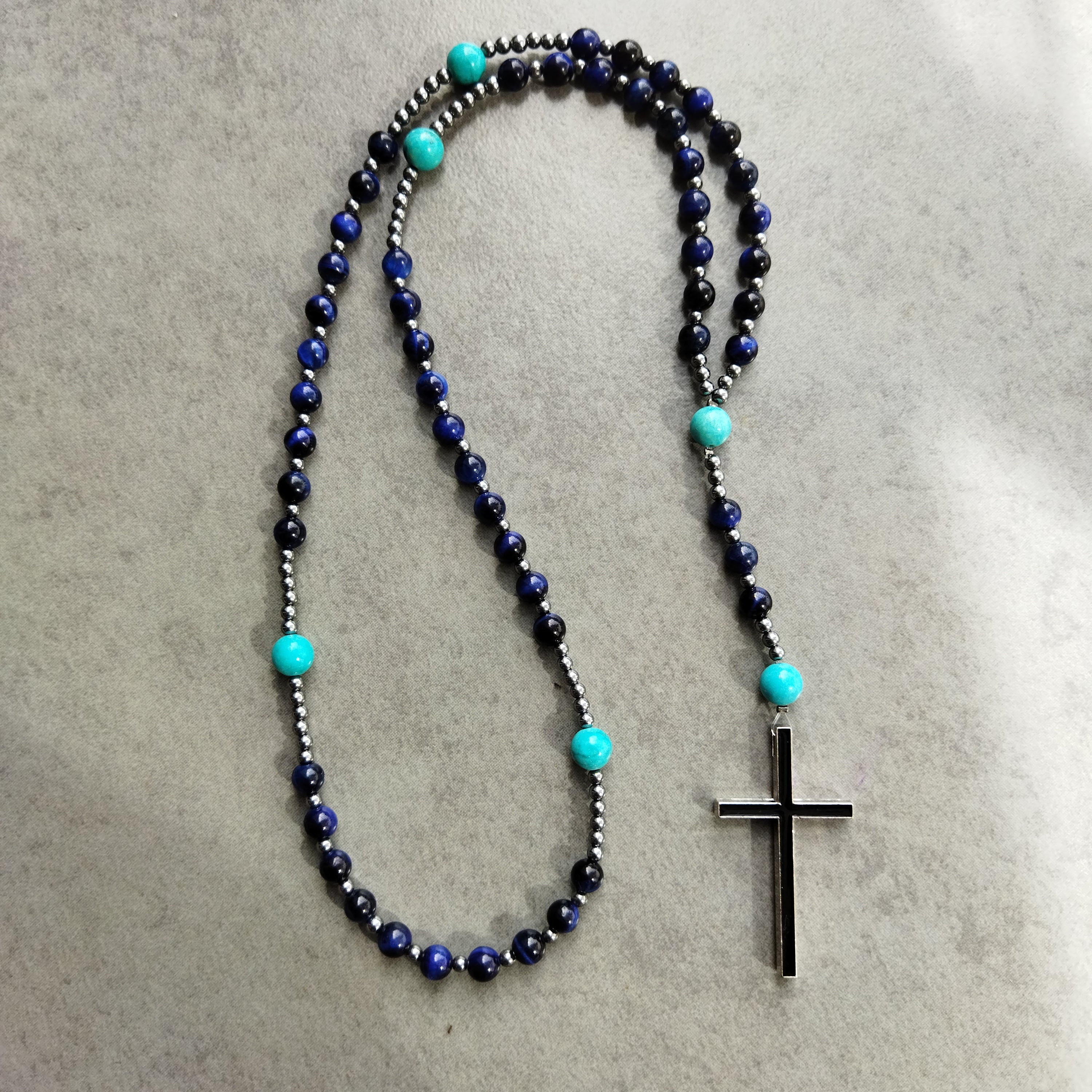 Premium Turquoise-Blue Tiger Eye Rosary