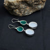 Lunar Elegance: Moonstone & Teardrop Green Onyx Earrings