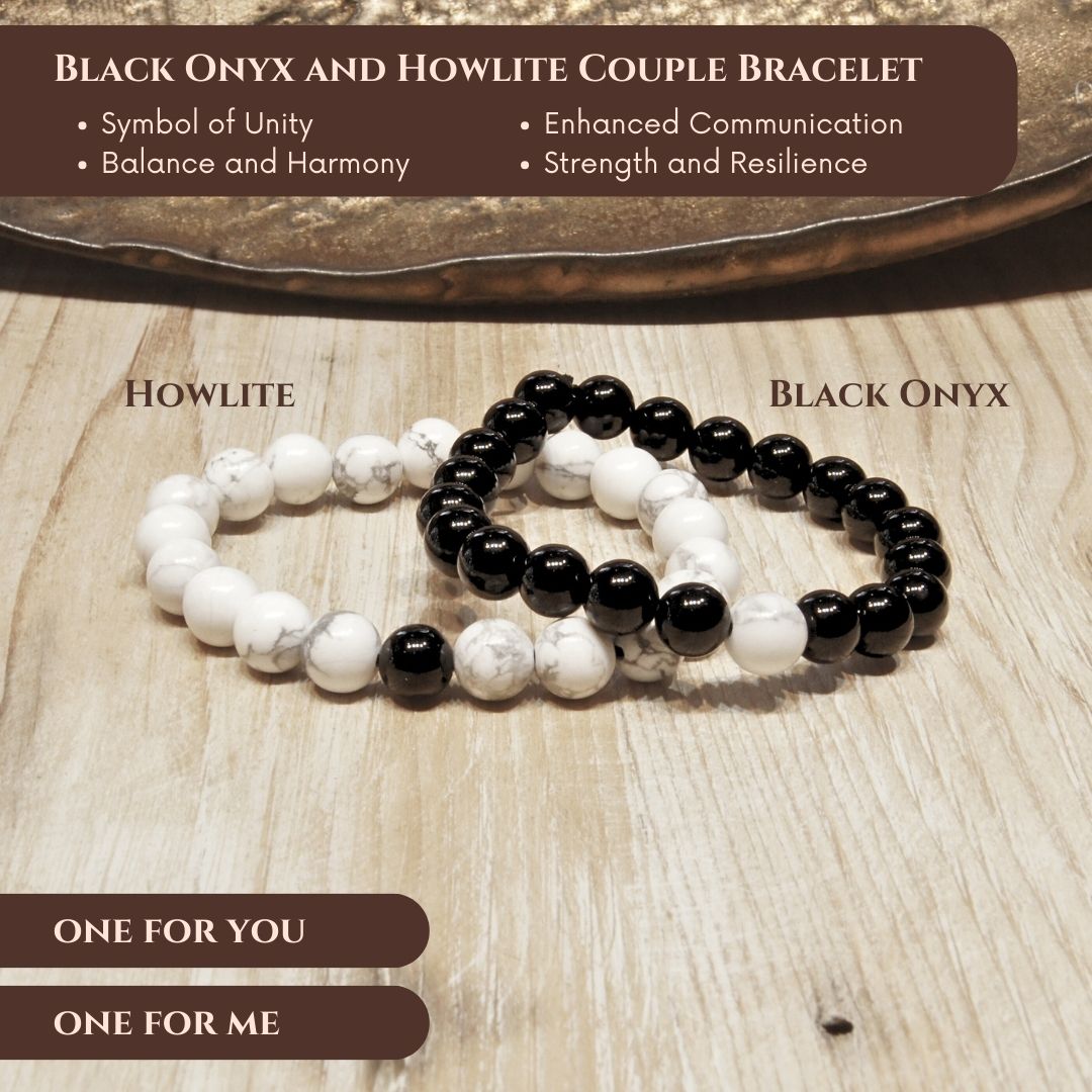 Black Onyx and Howlite Couple Bracelet