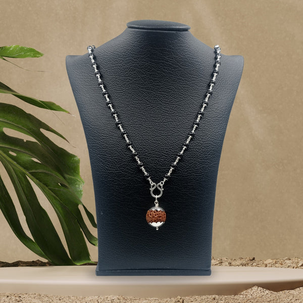Original Karungali Sterling Silver 54 bead Mala  with Original Rudraksha