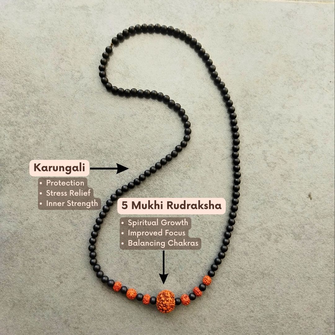 Original Rudraksha & Karungali Harmony Fusion-Use as a Mala or Bracelet