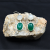 Oval Opulence: Moonstone & Green Onyx Earrings
