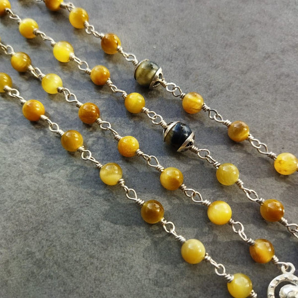 Sterling Silver Golden Tiger Eye Rosary