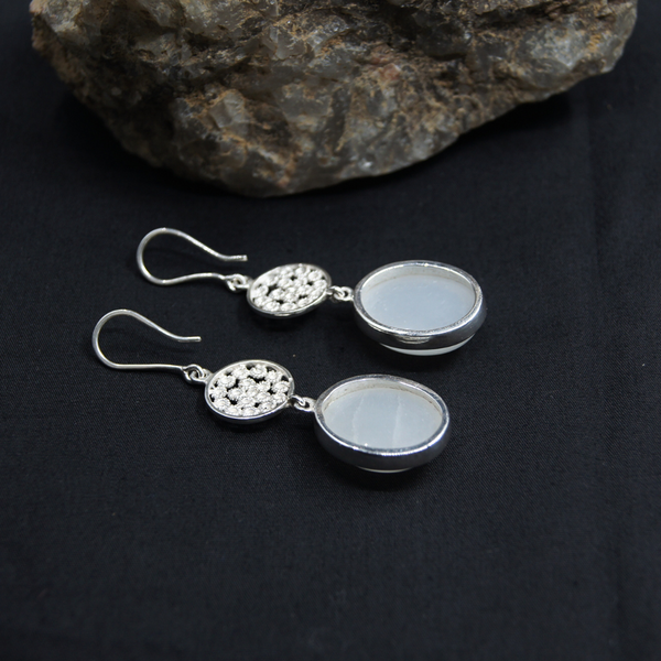 Moonstone Garlic Flower Silver Earrings
