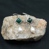 Pearl-Adorned Green Onyx Elegance Earrings