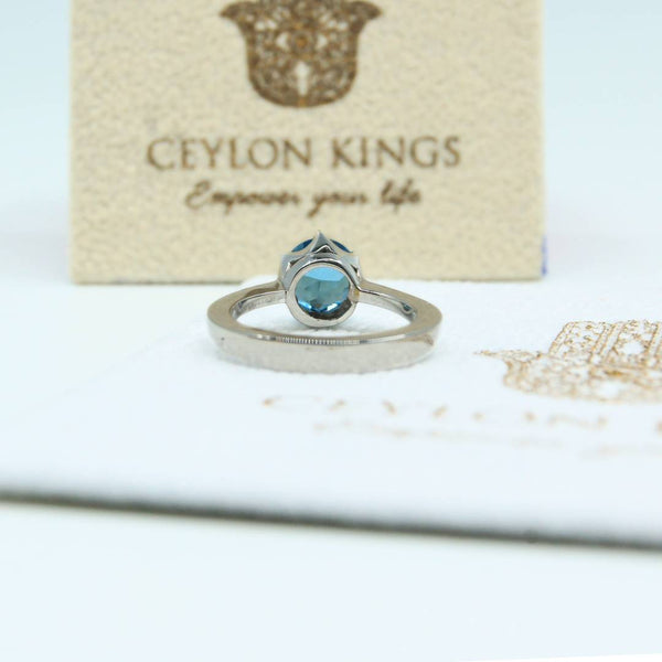 Blue Topaz Crown Silver Ring