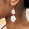 Moonstone Garlic Flower Silver Earrings