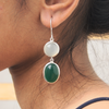 Oval Opulence: Moonstone & Green Onyx Earrings