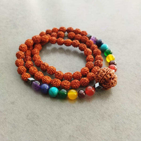 Serenity 7-Chakra Rudraksha Necklace - Chakra Balance | Peace | Well Being- Free Bracelet