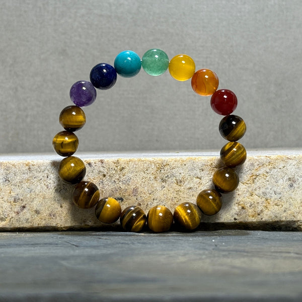 Tiger Spirit Chakra Bracelet - Unleash the power within with Tiger Eye and the 7 Chakras