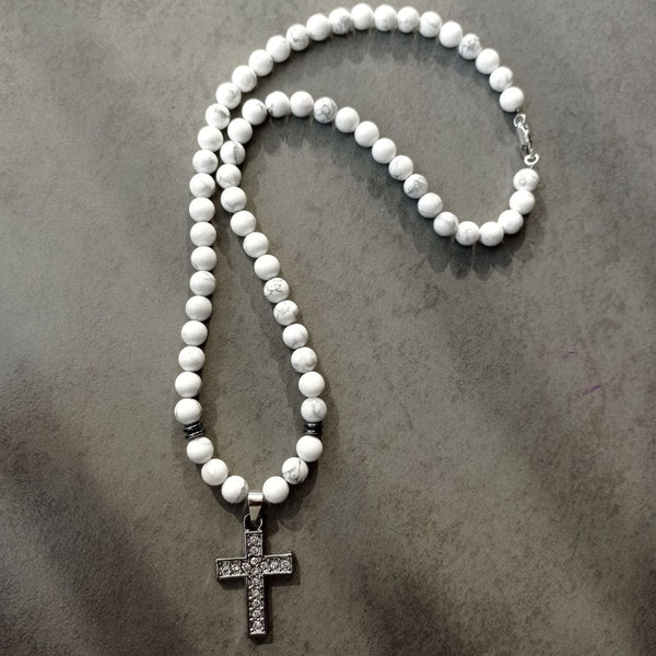 Stress Relief  Howlite Cross Necklace