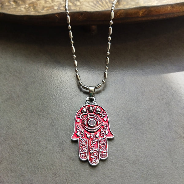 Stainless Steel Harmony Guard Pendant Necklace (Hamsa Type-1)
