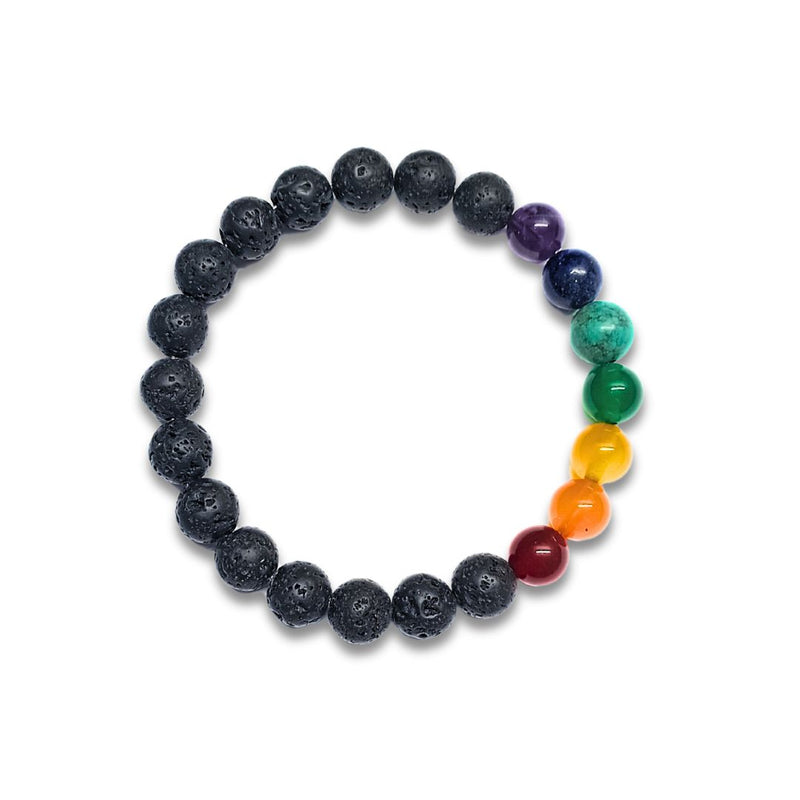 Seven Chakra Lava Bracelet