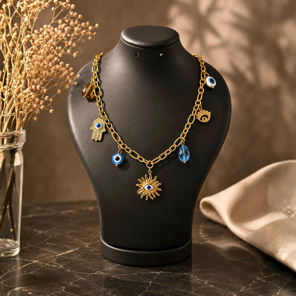 Evil Eye Sun Charm Necklace