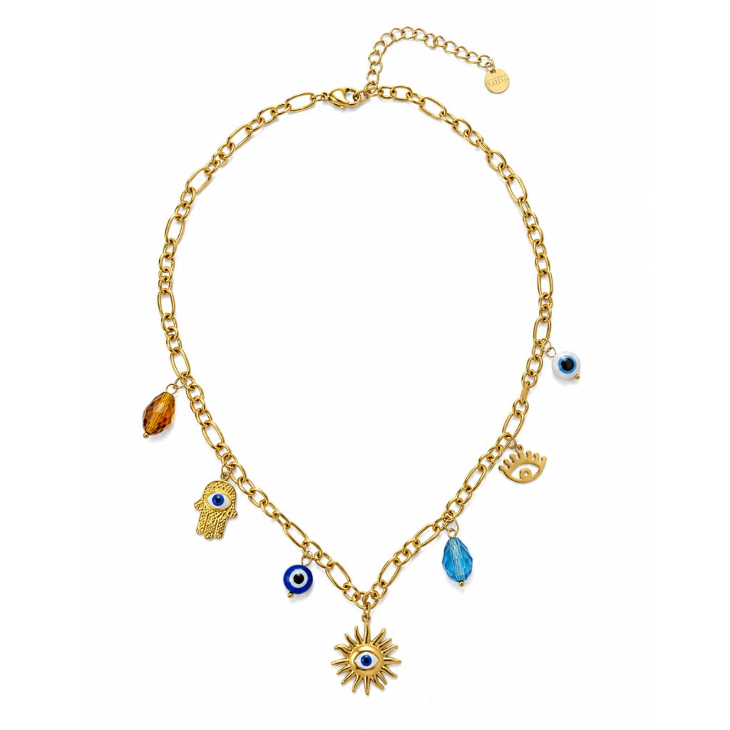 Evil Eye Sun Charm Necklace