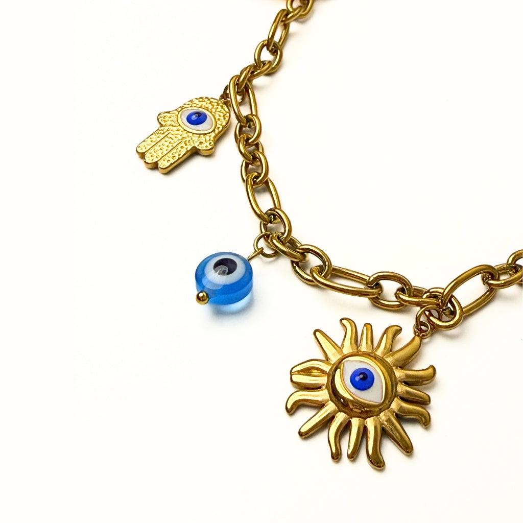 Evil Eye Sun Charm Necklace