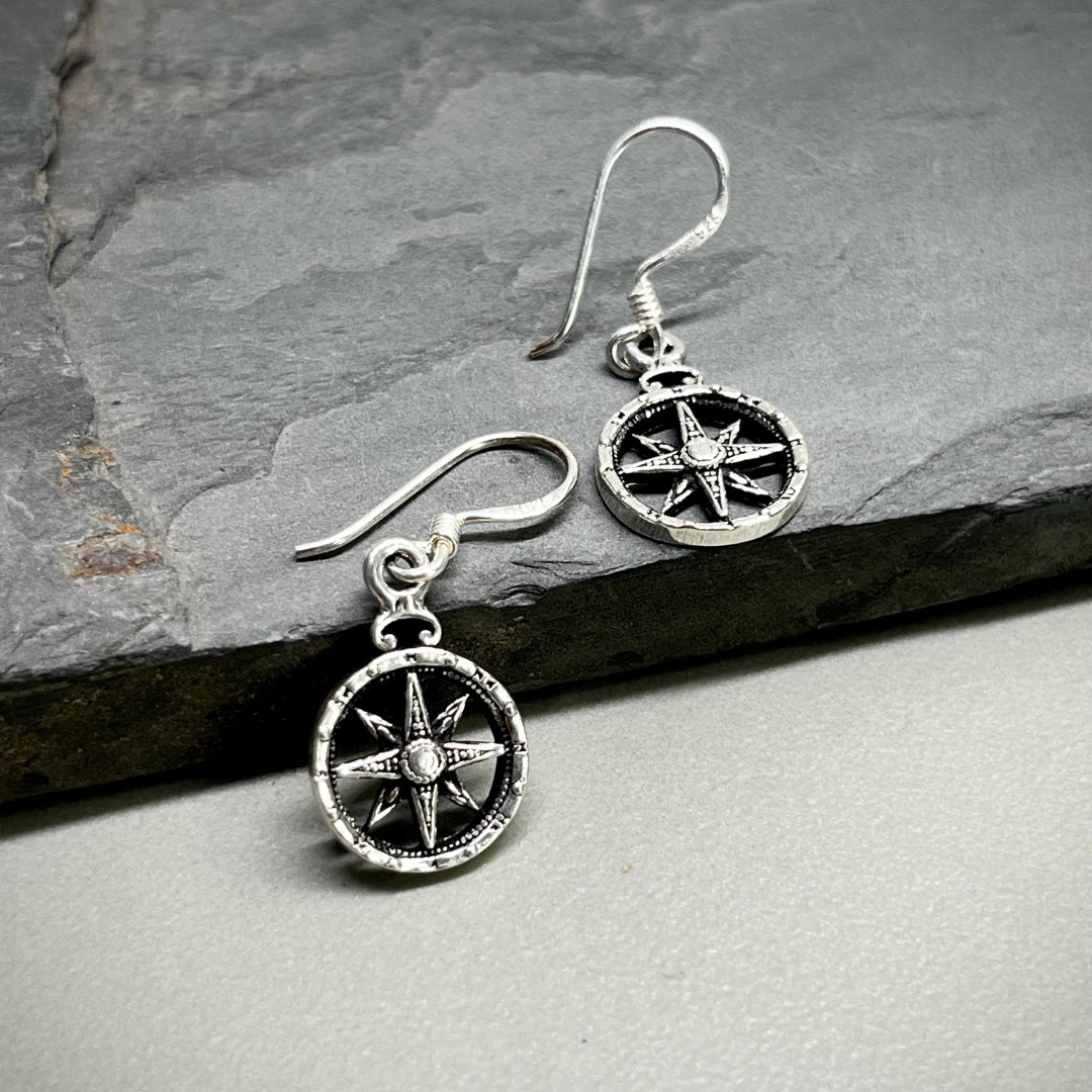 COMPASS 925 Silver Earing-Guidance,Clarity, Courage