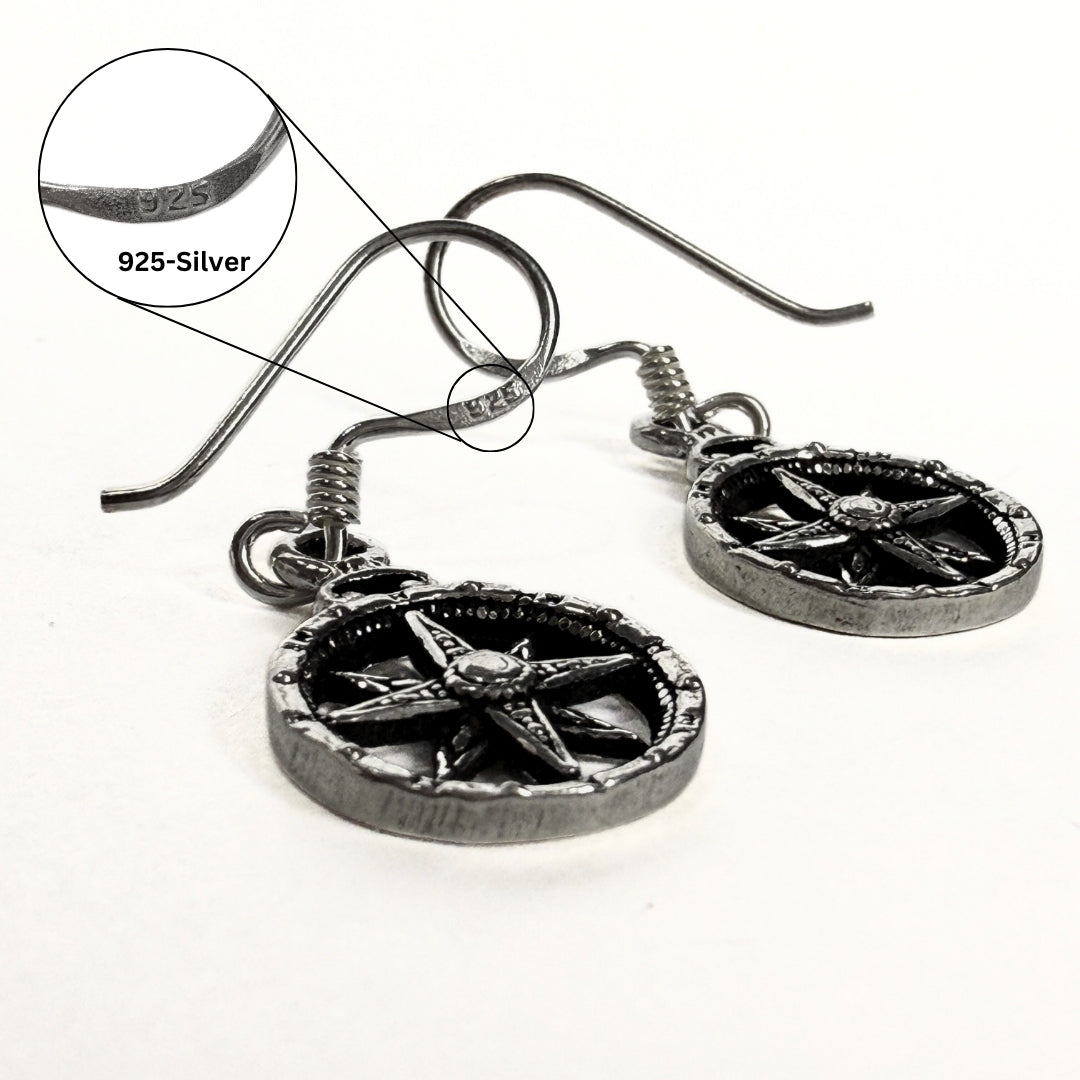 COMPASS 925 Silver Earing-Guidance,Clarity, Courage