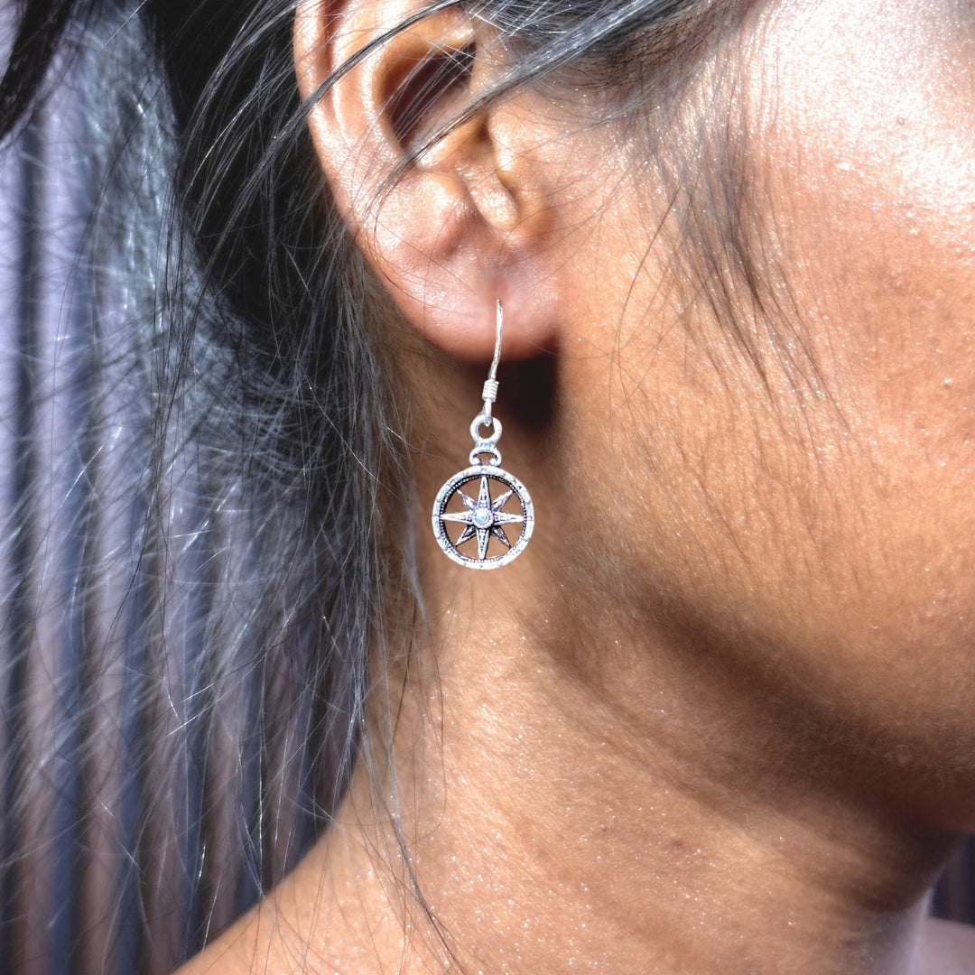 COMPASS 925 Silver Earing-Guidance,Clarity, Courage