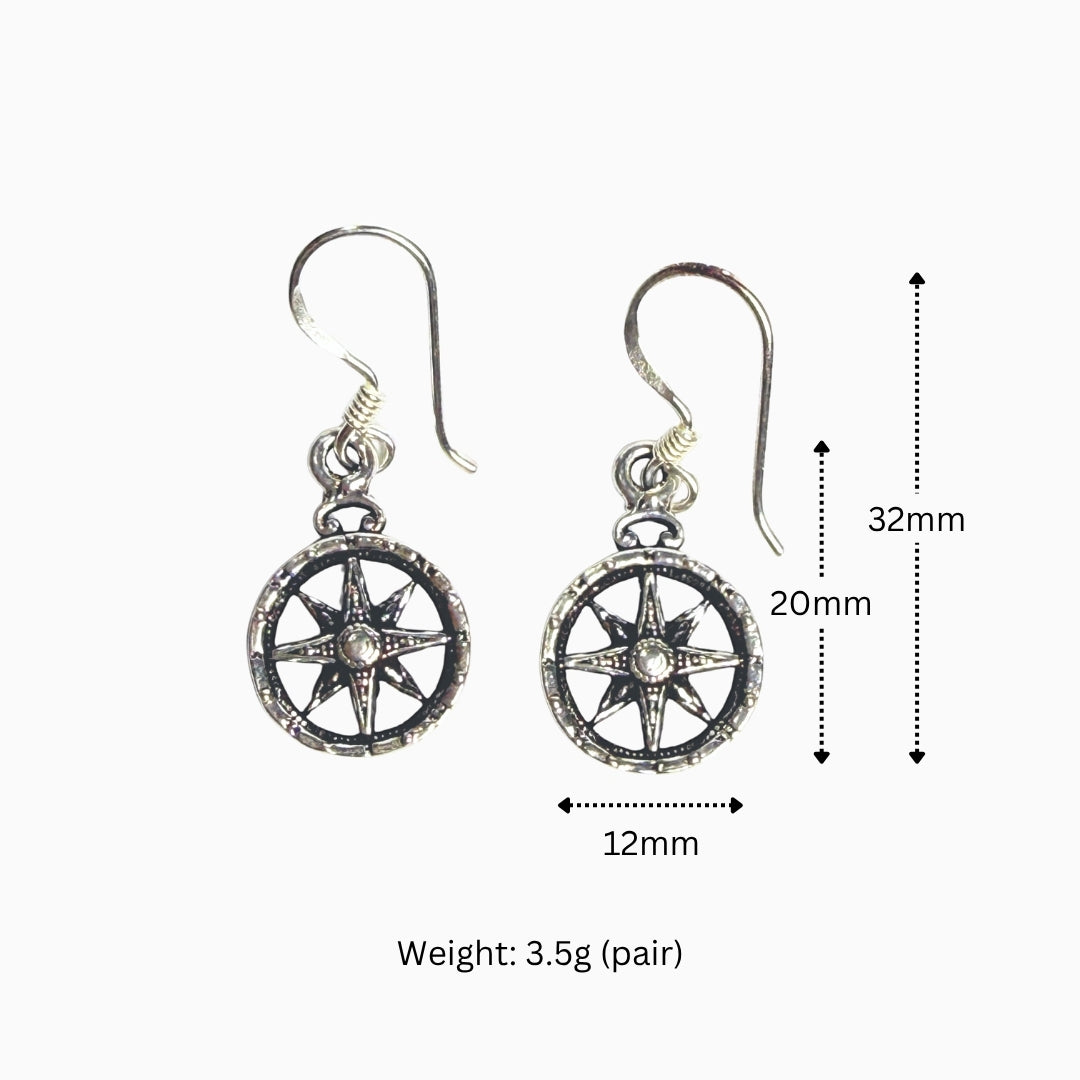 COMPASS 925 Silver Earing-Guidance,Clarity, Courage