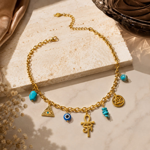 Egyptian Ankh Evil Eye Necklace