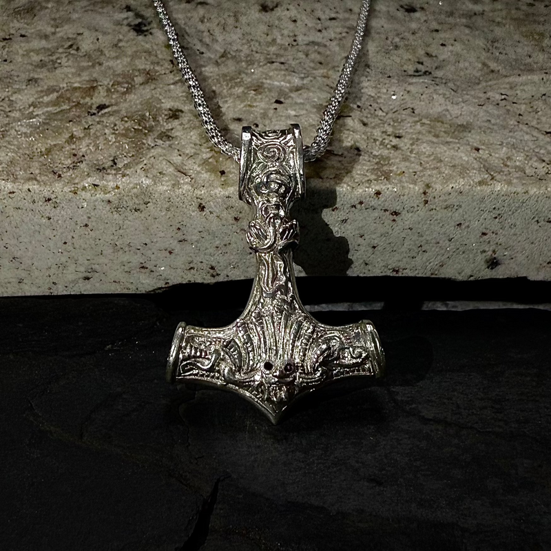 Naga Raksha Thor's Hammer Pendant / Necklace-925 Sterling Silver (Hand-Made)