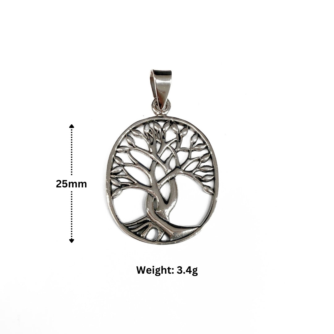 OVAL TREE OF LIFE 925 silver pendant-spiritual nourishment, wisdom, and healing
