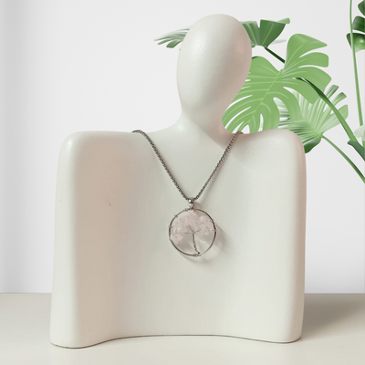 Tree of Life Pendant - Rose Quartz