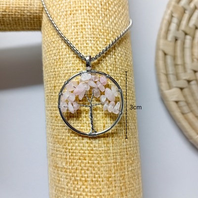 Tree of Life Pendant - Rose Quartz