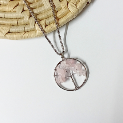 Tree of Life Pendant - Rose Quartz