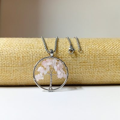 Tree of Life Pendant - Rose Quartz