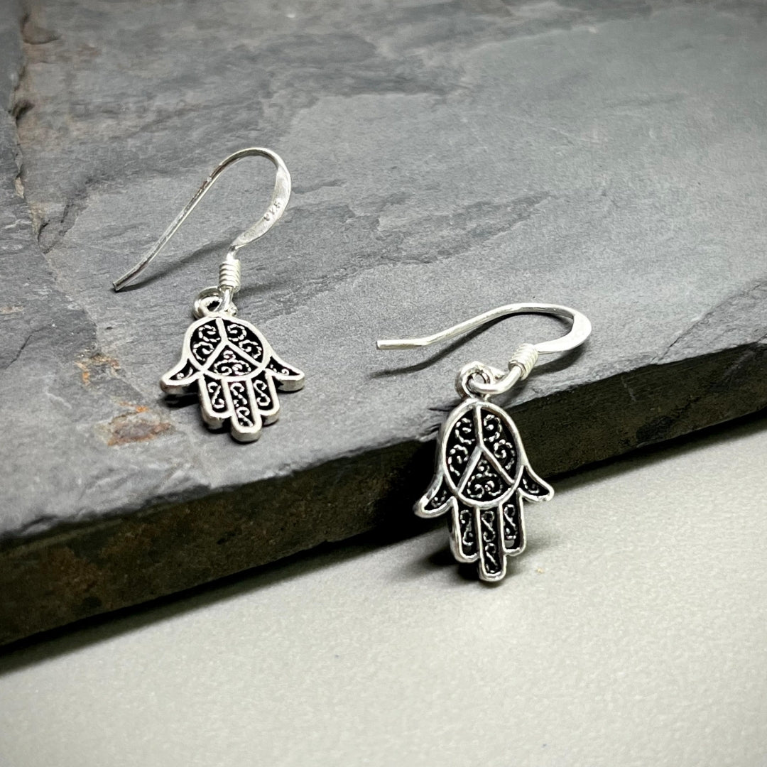 SPIRAL HAMZA 925 silver earings-protection,balance,spiritual growth
