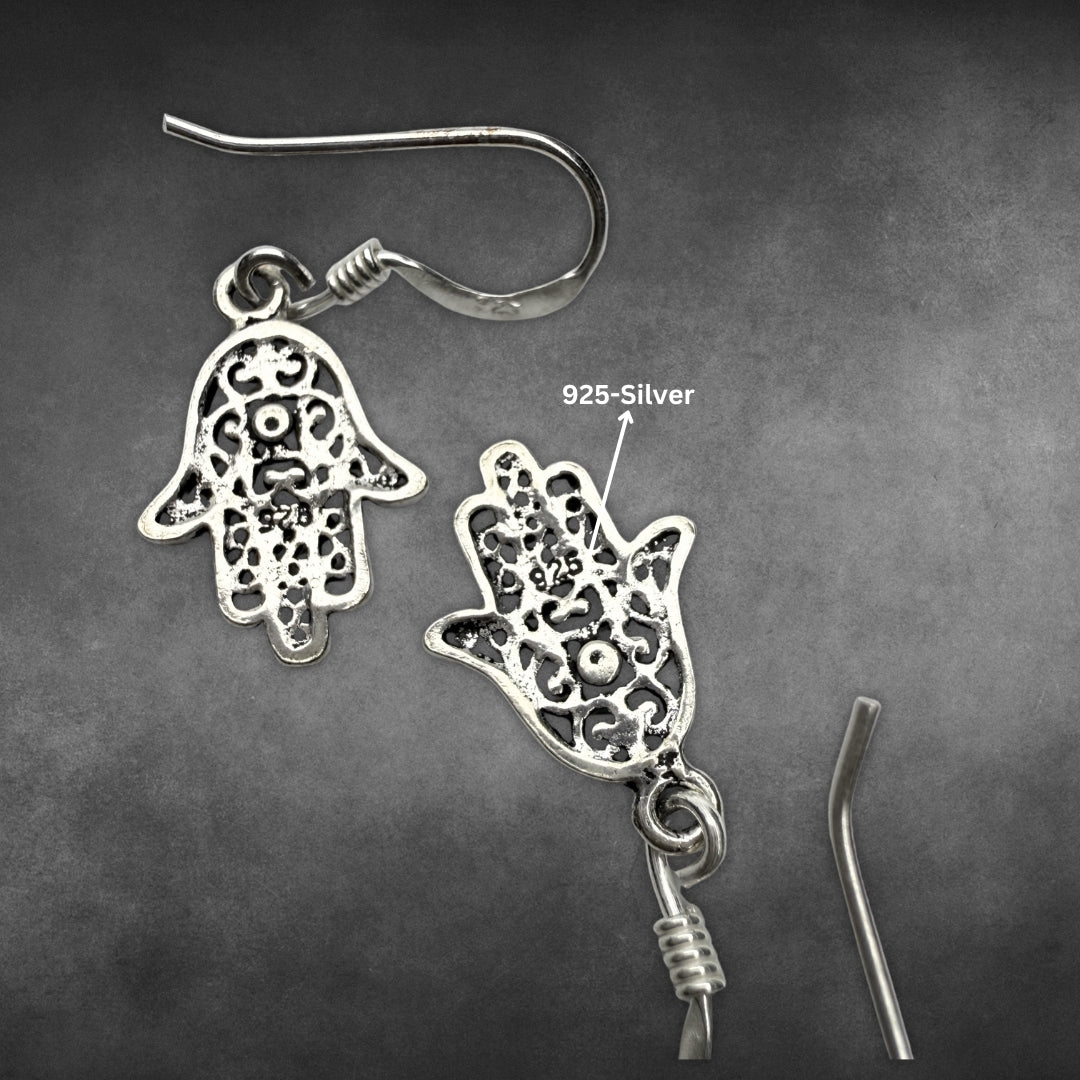 SPIRAL HAMZA 925 silver earings-protection,balance,spiritual growth
