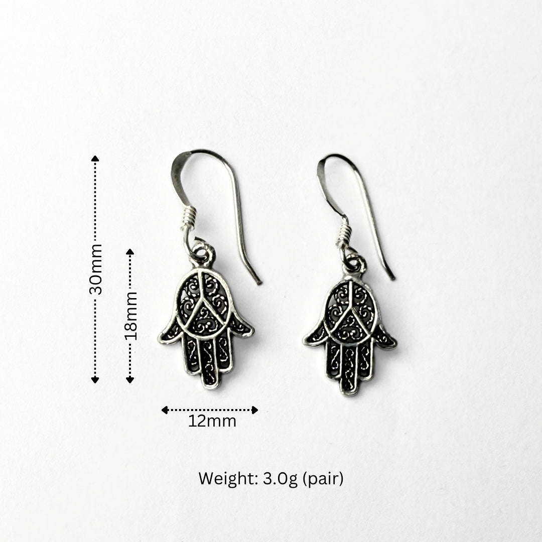 SPIRAL HAMZA 925 silver earings-protection,balance,spiritual growth