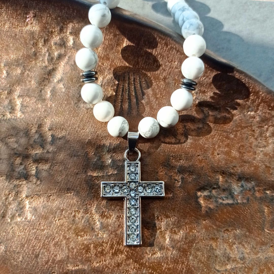 Howlite Cross Necklace hot