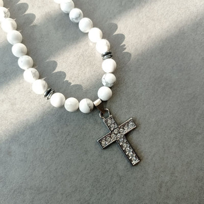 Stress Relief  Howlite Cross Necklace