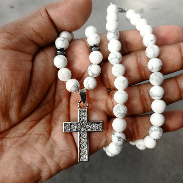 Stress Relief  Howlite Cross Necklace