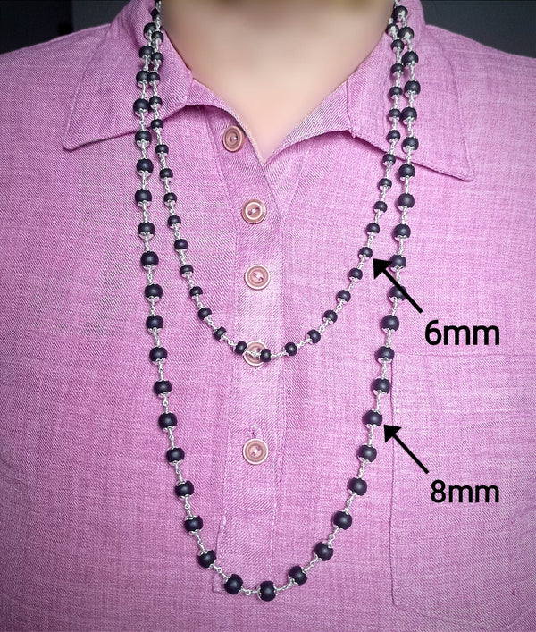 Original Karungali Sterling Silver 54 bead Mala  with Original Rudraksha