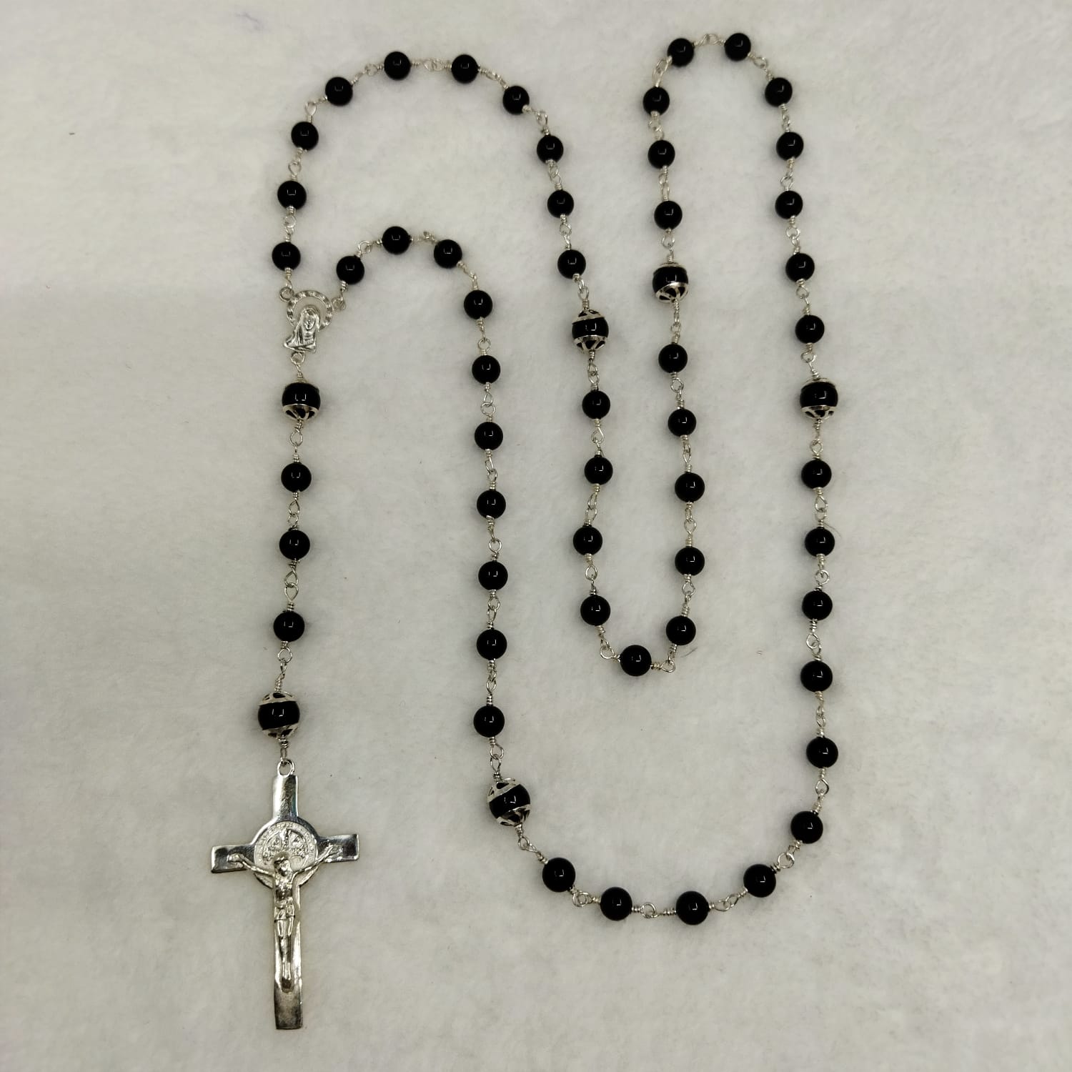 Onyx Serenity Sterling Silver Rosary