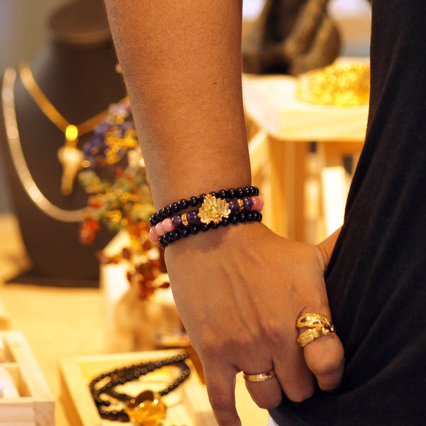 Nága Raksha - Amethyst Rhodochrosite Bracelet 3-in-1