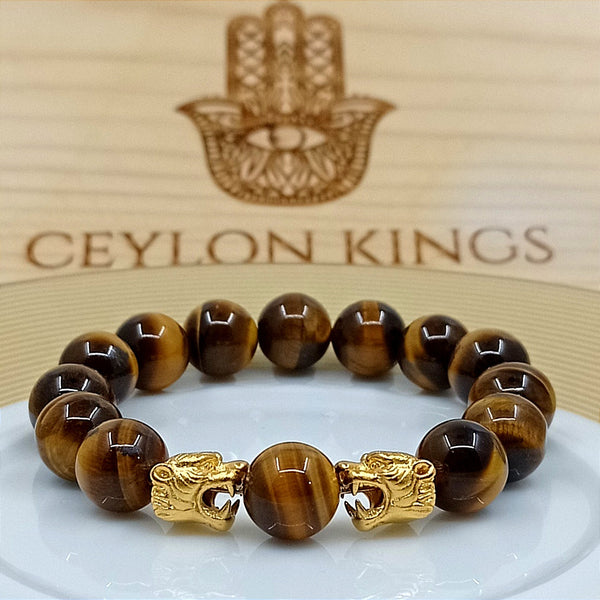 Brown Tiger Eye Stone Jaguar Bracelet