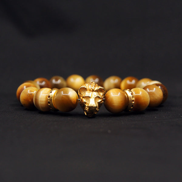 Golden Tiger Eye  Lion Face Bracelet - LUCK, COURAGE,SUCCESS