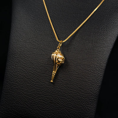 Gold Plated Necklace with Natural Shankha Pendant