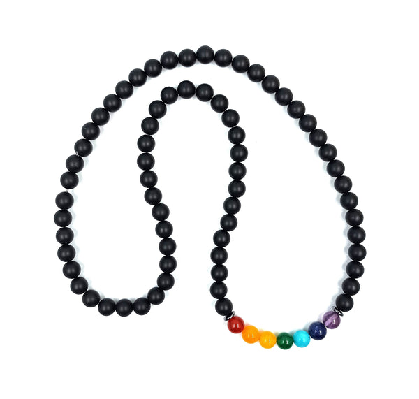 Seven Chakra Matt Lava Stone Necklace