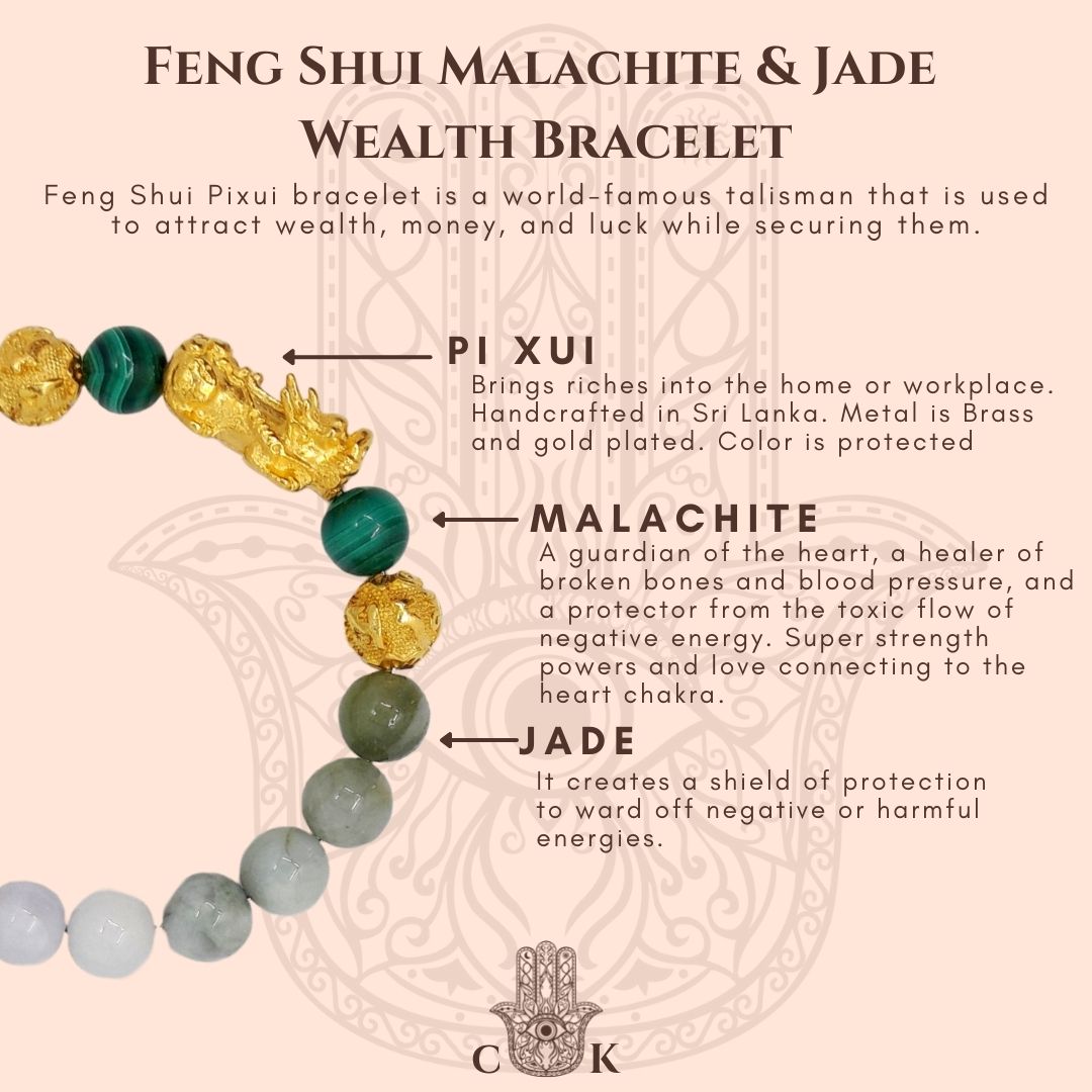 Feng Shui Original Malachite & Jade Wealth Bracelet