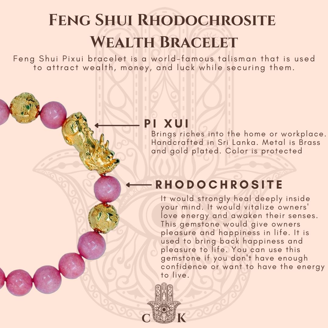 Feng Shui Rhodochrosite Wealth Bracelet