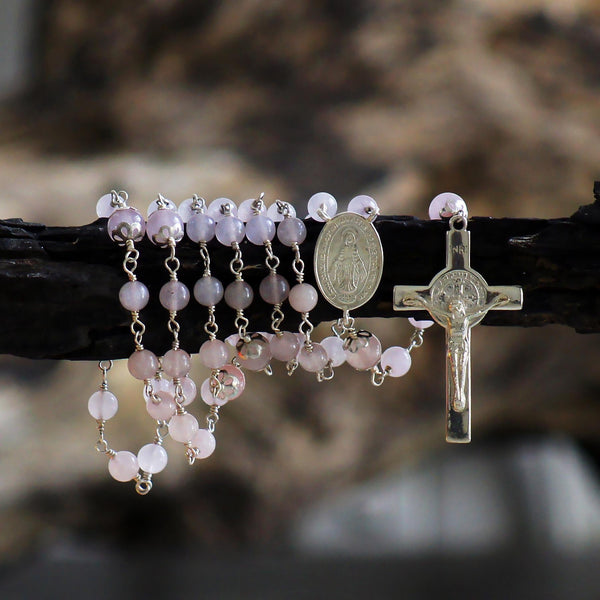 Sterling Silver Rose Quartz Rosary